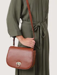 Leather Croc Effect Cross Body Shoulder Bag Tan female