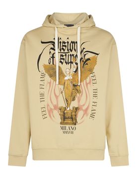 Felpa Leggera Cappuccio Uomo Rock Mather Hoodie Sand