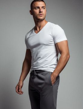 T-shirt basic con scollo a V - bianco