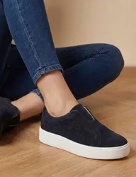Suede Slip On Flatform Trainers Black female