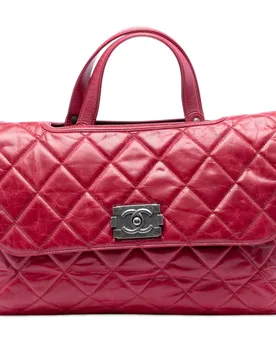 Quilted Glazed Calfskin Convertible Boy Top Handle Bag - Chanel - FashionsVida