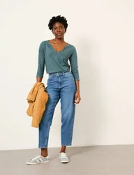 Mid Rise Cigarette Ankle Grazer Jeans Denim female