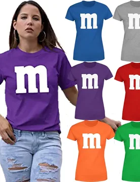 Letter M Halloween Costumes T-Shirt | Funny Cool Graphic Tee Idea | Shirts for Women Ropa Plus Size Mujer - Aliexpress - FashionsVida