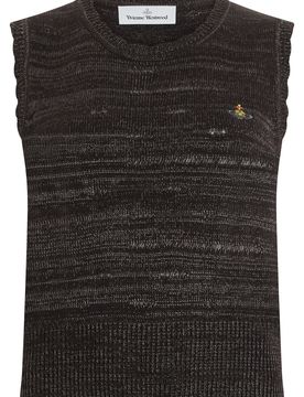 Sleeveless Embroidered Logo Knit Sweater