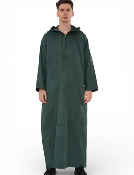 Mens Hooded Eid Green Moroccan Jubba Robe Ramadan Eid Thobe - Hm12 - Size 60 - Thobez - FashionsVida