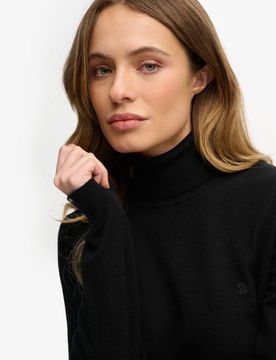 Superdry Damen Klassischer Rollkragenpullover Black - Größe: 38