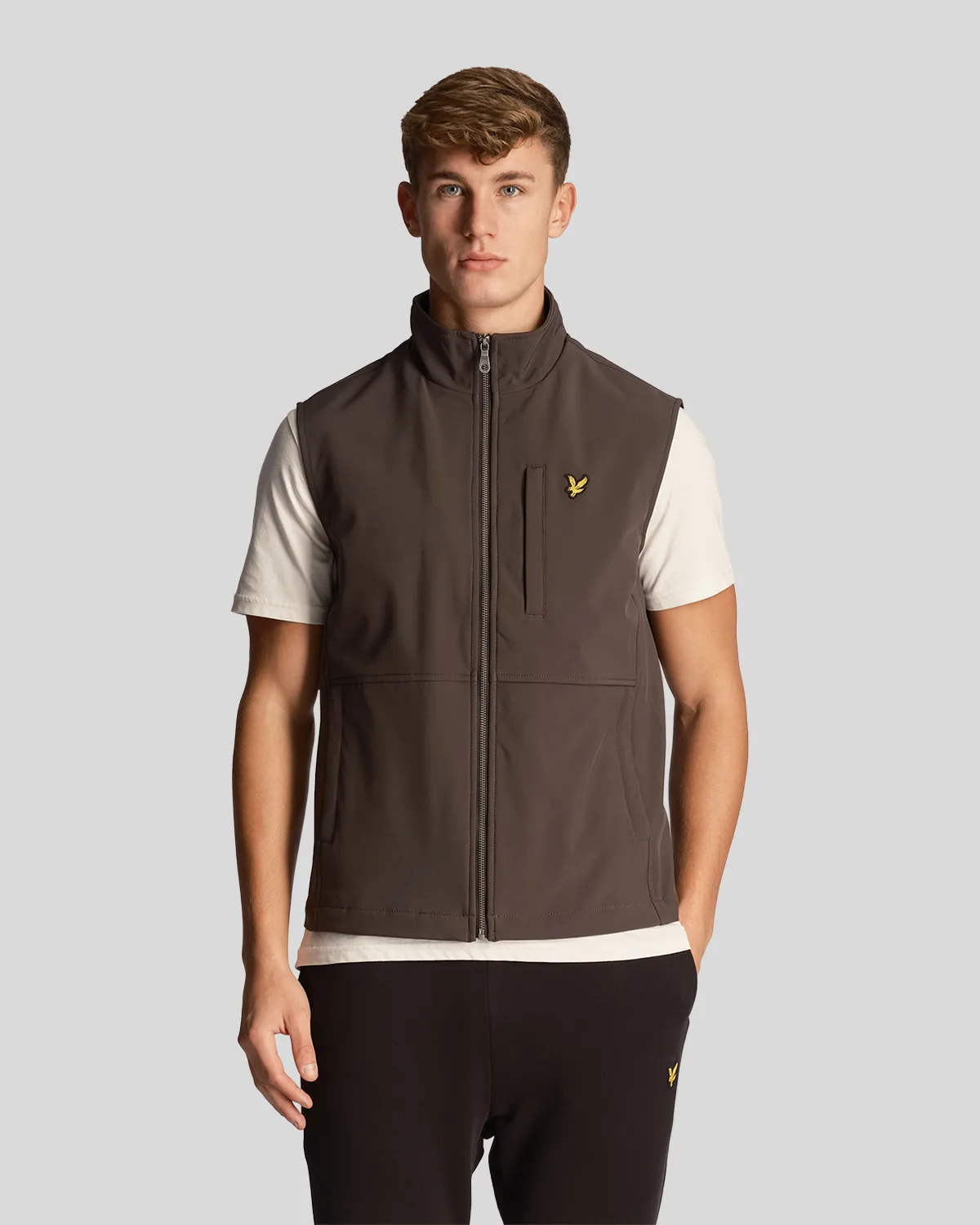 Mens Softshell Gilet In Grey - Size Small - Lyle & Scott - FashionsVida