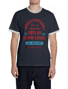Camiseta de hombre de manga corta con dibujo frontal - Replay - FashionsVida