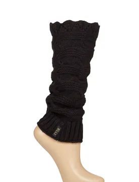 Women's 1 Pair Lace Knit Leg Warmers Black One Size - Black - Size: One Size - ELLE - FashionsVida