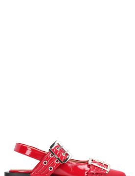 Feminine Buckle Faux Leather Slingback Pumps