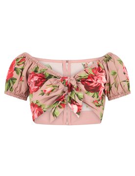 Rose Bouquet-print Cotton Top