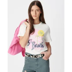 Camiseta de mujer de manga corta con estampado frontal