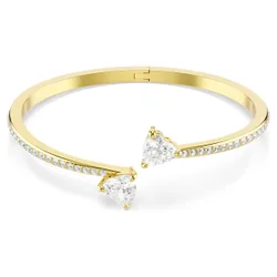 Bracciale rigido Mesmera, Cuore, Bianco, Finitura oro 18K L