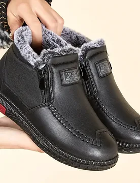 Winter Snow Boots Women Ankle Boot Retro Pu Leather Mother Shoes Warm Plush Comfy Zipper Waterproof Female Footwear Botas Mujer - Aliexpress - FashionsVida