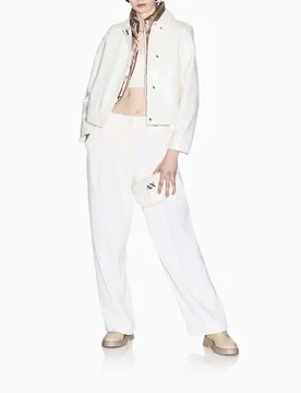 Giacca a camicia Exchange bianca in misto viscosa con effetto vinile - Armani - FashionsVida