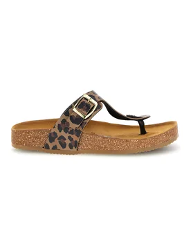 Infradito marrone animalier sottopiede in vera pelle 335A2177SR 40 - PITTARELLO TIERRA - FashionsVida