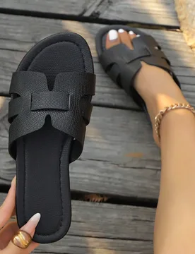 Sandalias planas con punta redonda y correas cruzadas en forma de H para adolescentes, estilo casual de vacaciones, uso diario, salidas, atuendo de ca - Shein - FashionsVida