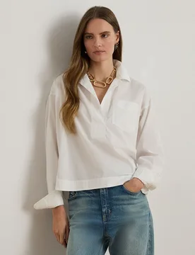 Camisa de mujer de algodón de corte recto - Lauren Ralph Lauren - FashionsVida