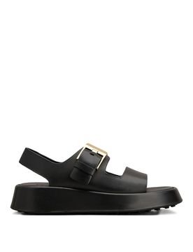 Sandali Con Plateau In Pelle Nera