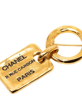 CC Gold Plated Rue Cambon Tag Brooch - Chanel - FashionsVida