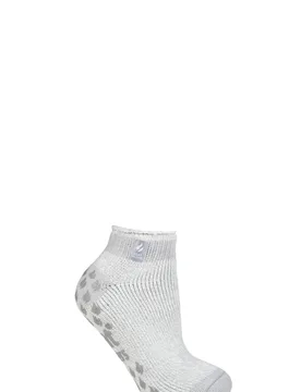 Women's 1 Pair SOCKSHOP 2.3 TOG Patterned and Striped Ankle Slipper Socks Pisa Silver Grey 4-8 Ladies - Grey - Size: Small - Heat Holders - FashionsVida