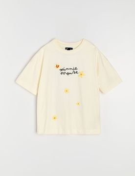 T-shirt in cotone con stampa Minnie Mouse - panna