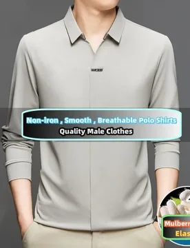 High End Mulberry Silk T-shirts Man Long Sleeve Tops Business Casual Elastic Non-iron Seamless Quality Luxurious Men Polo Shirts - Aliexpress - FashionsVida