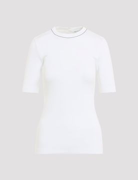 Women's Ribbed Cotton T-Shirt with Stretch