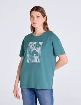 Leena Womens Boxy T-Shirt - Teal - Teal - Size: 18 - Animal - FashionsVida