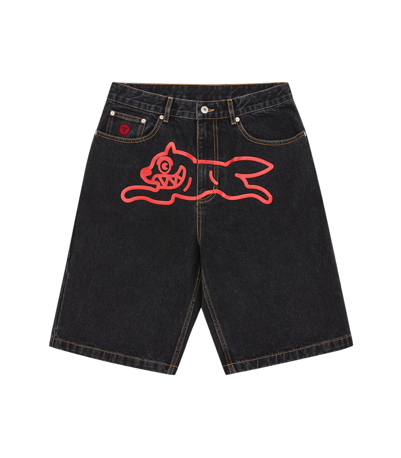 Running Dog Denim Shorts - Black
