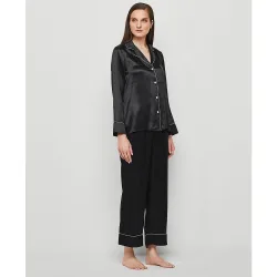 Pijama completo de mujer largo liso de seda elástica