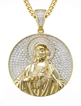 VANAXIN Hip Hop Men's Round Jesus Necklace Pendant 14k Gold Plated Cubic Zirconia Religious Christian Jewelry - Aliexpress - FashionsVida