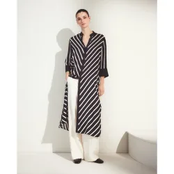 Vestido de manga larga y estampado de rayas