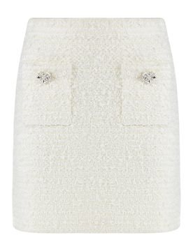 Rhinestone Button Knit Mini Skirt for Women