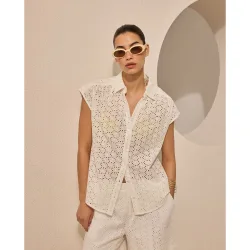 Camisa de baño bordada de mujer