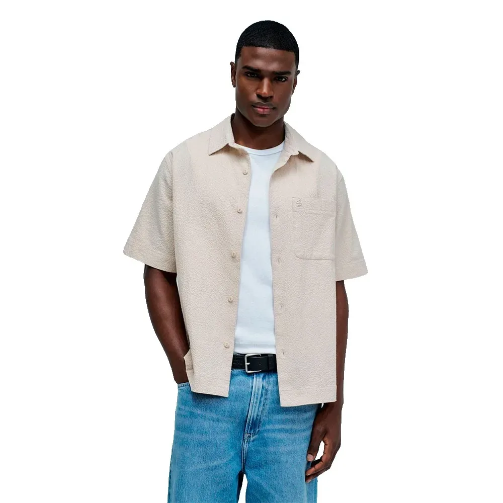 Camicia A Maniche Corte 2101212 Beige S - Salsa Jeans - FashionsVida