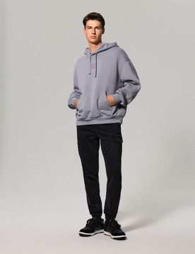 Jeans Cargo Jogger Con Effetto Lavaggio - nero