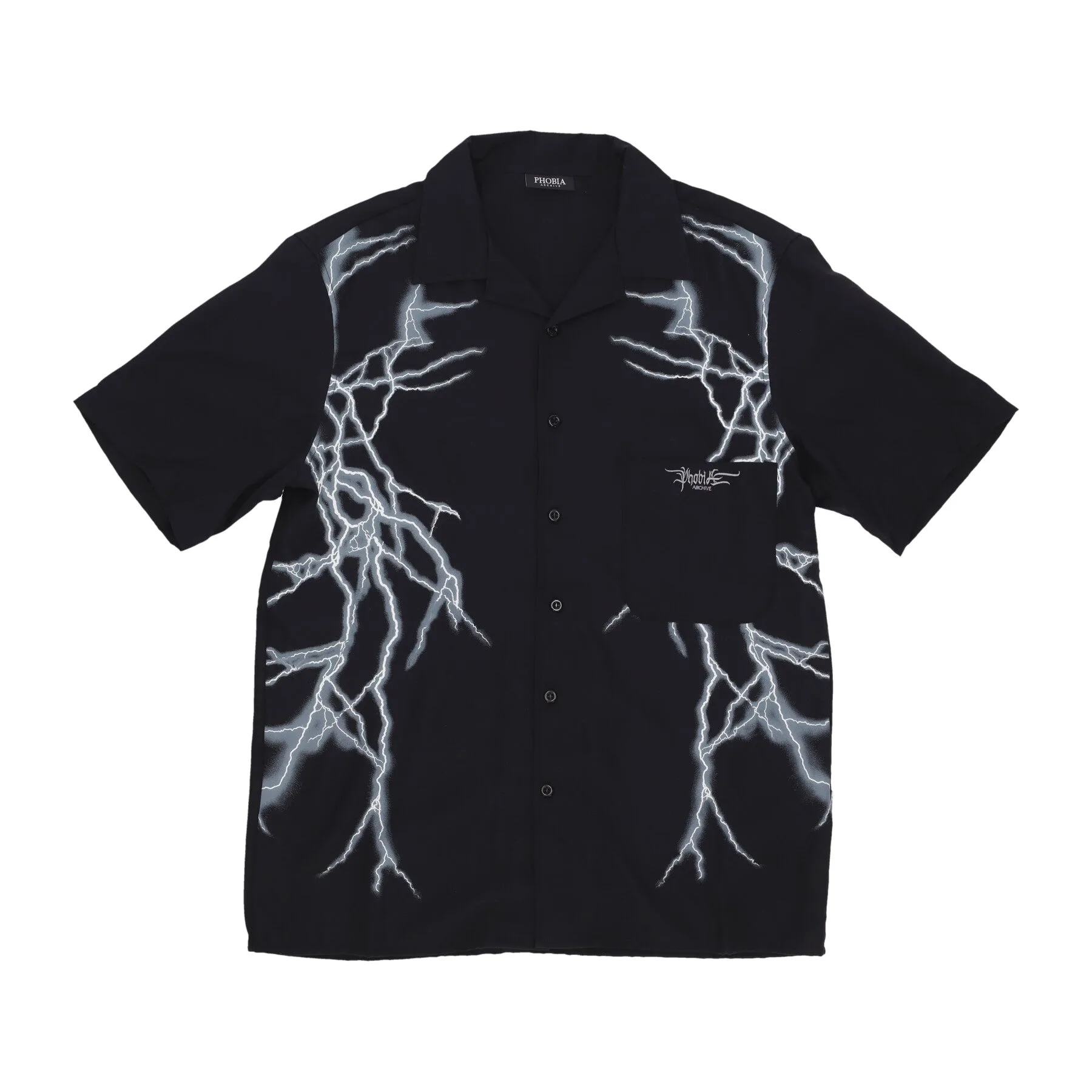 Camicia Manica Corta Uomo Lateral Lightning Shirt Black/white - PHOBIA - FashionsVida