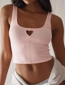 Cool Spicy U Neck Tank Croped Tops Hollow Holes Sweet Love Heart Female 2026 Short Sexy Slim Top Camisole Summer Women Casual - Aliexpress - FashionsVida