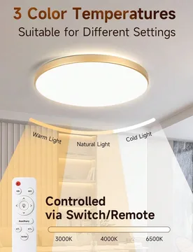 Luz de techo LED de gran tamaño, control remoto con regulación de 3 colores, estilo minimalista para decoración del hogar, lámpara de techo para d - Shein - FashionsVida