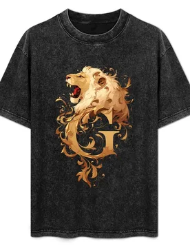 A Golden Lion and the Letter G - Fantasy T-Shirt Minimal Art Print T-Shirt - Aliexpress - FashionsVida