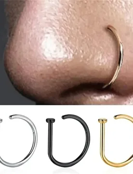 Women Men Fake Piering Nose Ring Earrings Fashion punk Non Piercing Nose Clip Stainless Steel Perforation Septum Body Jewelry - Aliexpress - FashionsVida