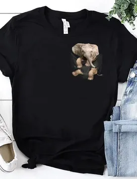 Cute Litter Elephant In Pocket Printed T-Shirt. Summer Cotton Short Sleeve O-Neck Mens T Shirt New S-3XL - Aliexpress - FashionsVida