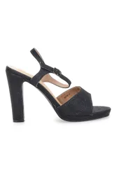 Sandali neri con glitter e tacco alto 89892 39