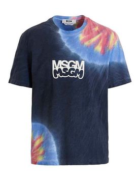 T-shirt tie dye con stampa logo