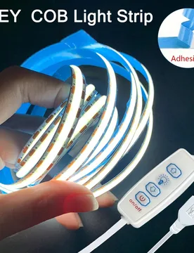 Pieza Tira de luz LED COB USB de 5V con regulador de intensidad de 3 teclas, tira de lámpara de diodo flexible, disponible en blanco/blanco cálido, - Shein - FashionsVida