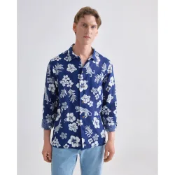 Camisa de hombre de lino con estampado
