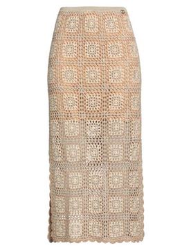Falda midi Mujer Beige XL,XXL Mujer