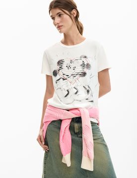 Camiseta Mickey y minnie Mouse™ corazón, Mujer, Algodon, Blanco, XS