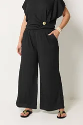 Wide Leg Trousers - Black - Size: 20